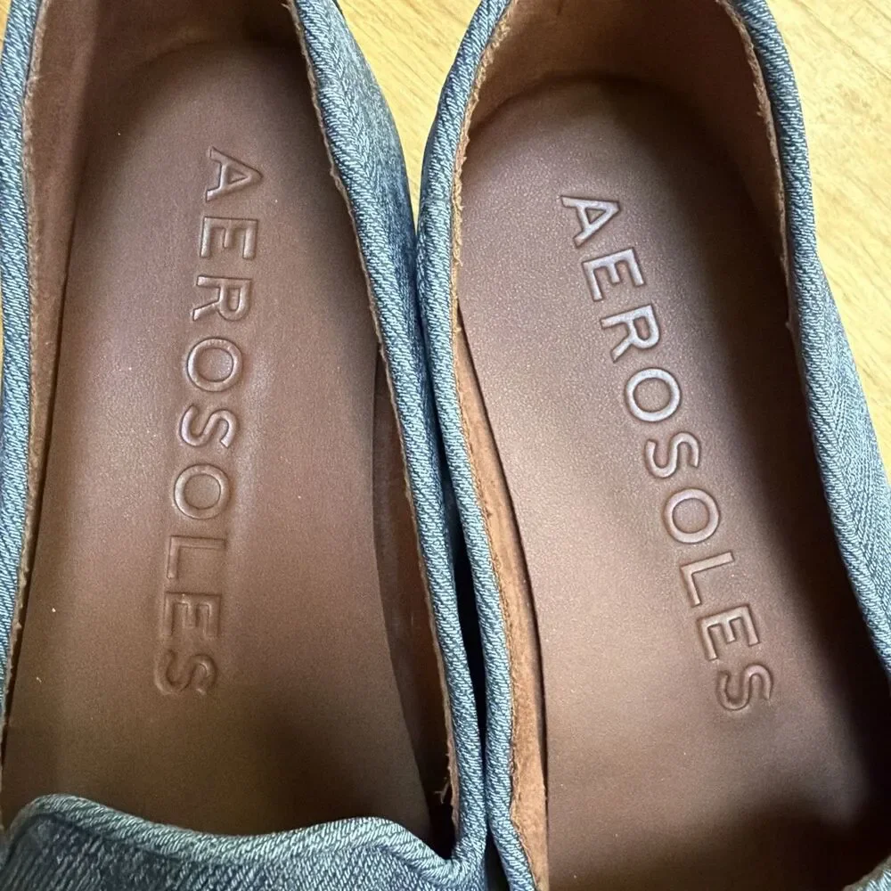 Aerosoles Women's Blue Slip-On Loafer Flats Almond Toe Rubber Sole 7